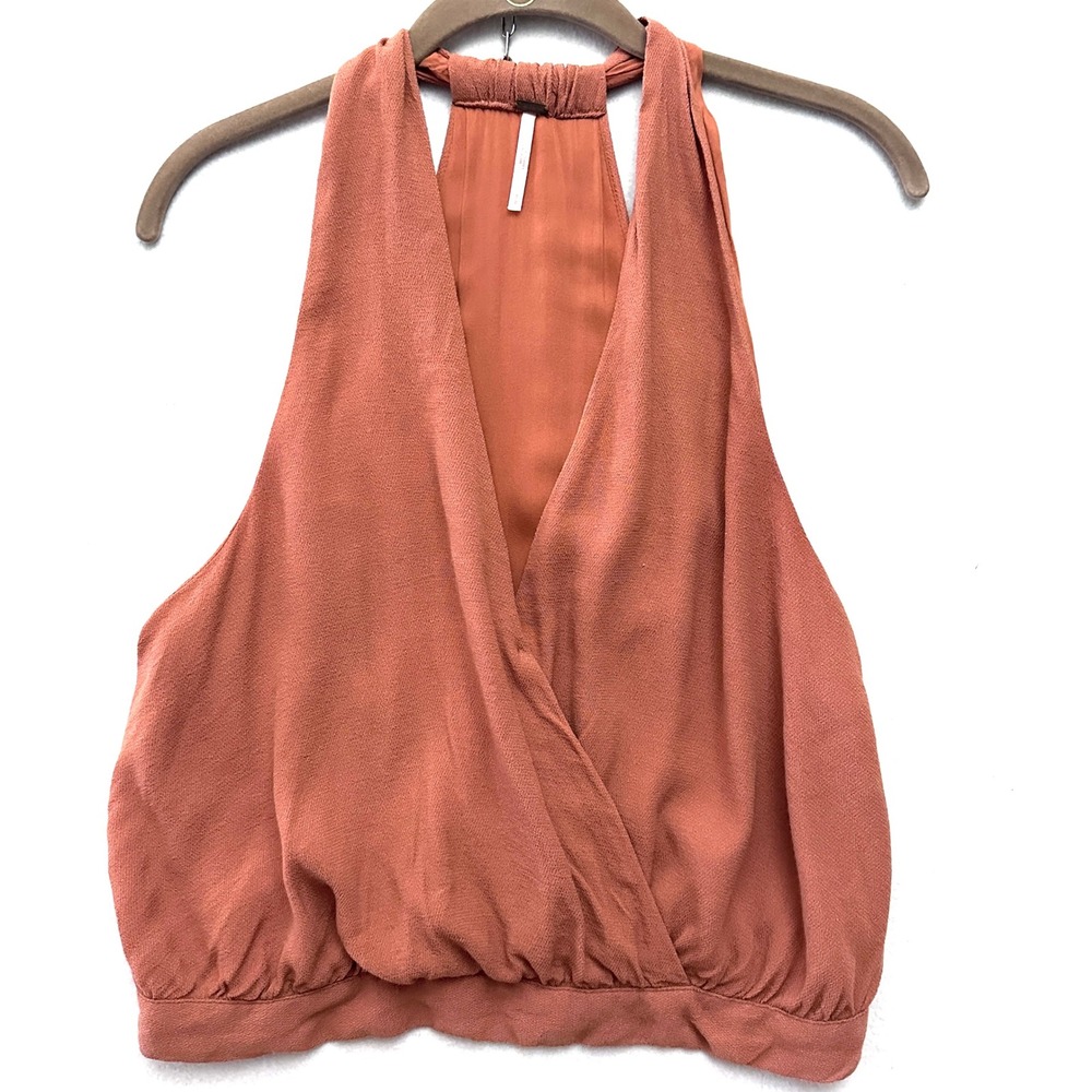 Free People S Drapey Dreams Cross My Heart Halter Top Terracotta Burnt Orange - Picture 2 of 11
